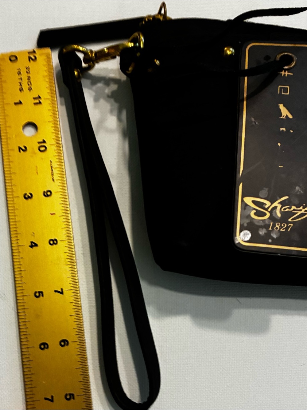 Sharif Legacy NWT Nubuck
Leather Wristlet Mini Bag Black &Gold - Picture 12 of 15